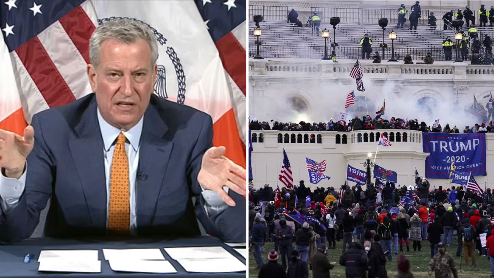 Mayor Bill de Blasio has stern warning for any NYC employees at Capitol riot - Mayor Bill de Blasio has stern warning for any NYC employees at Capitol riot
