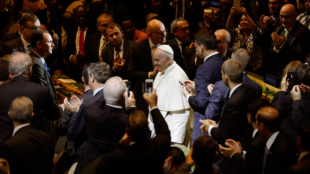 Pope Francis decries environmental damage at UN, visits ground zero