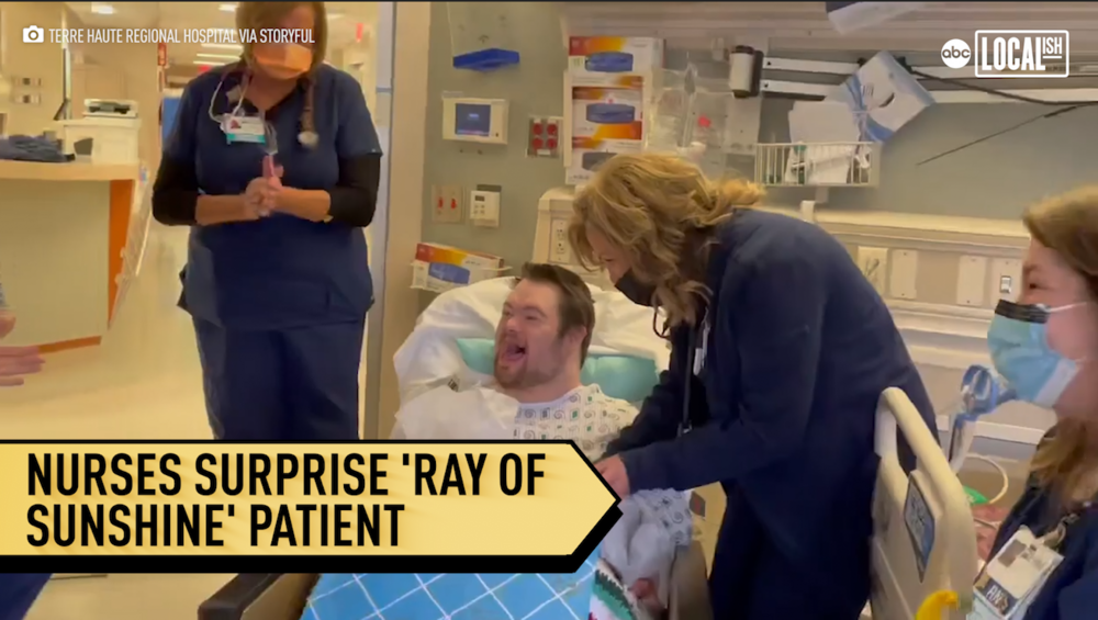 Nurses surprise 'ray of sunshine' patient