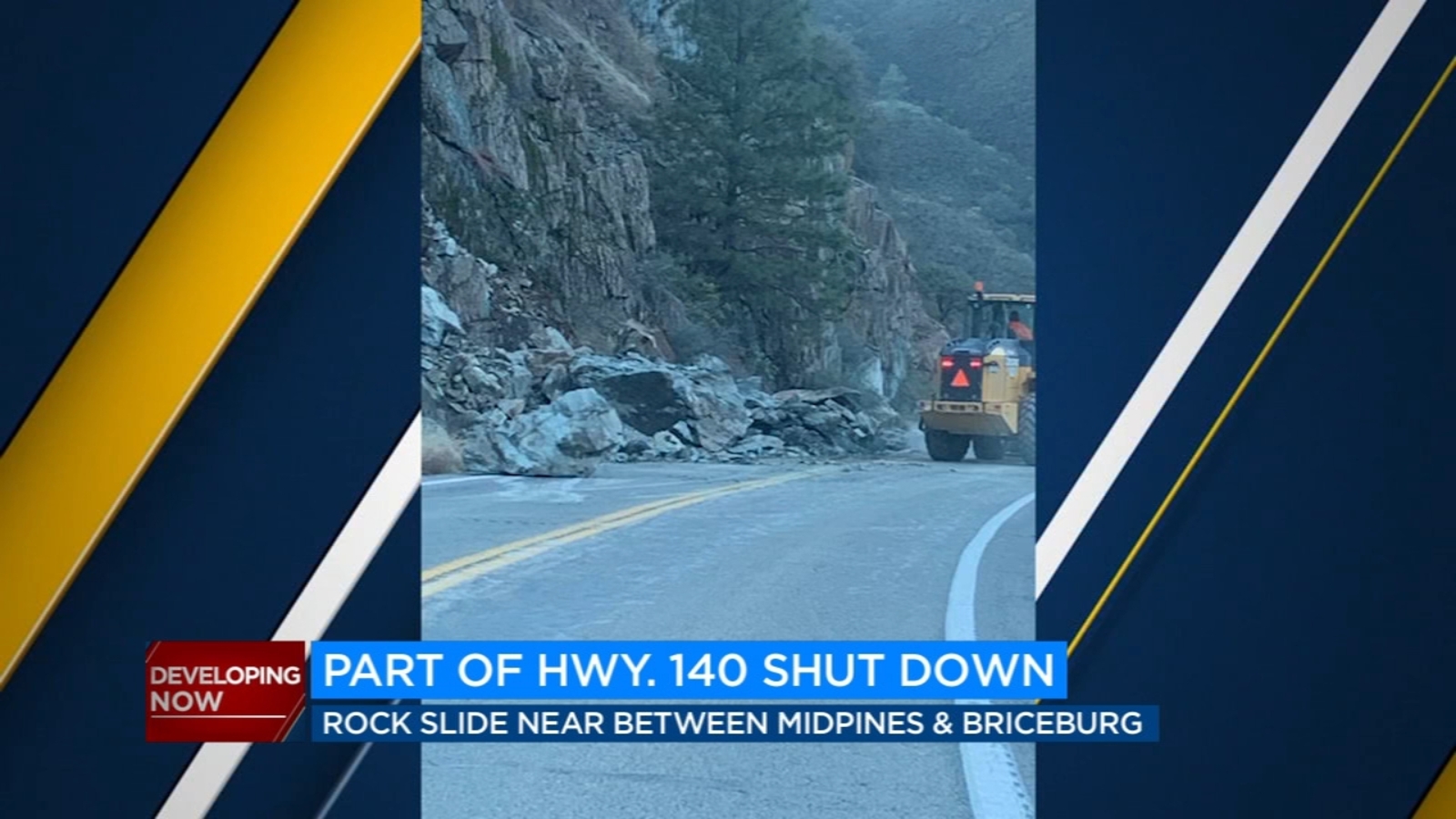 Highway 140 in Mariposa County currently closed due to rock slide