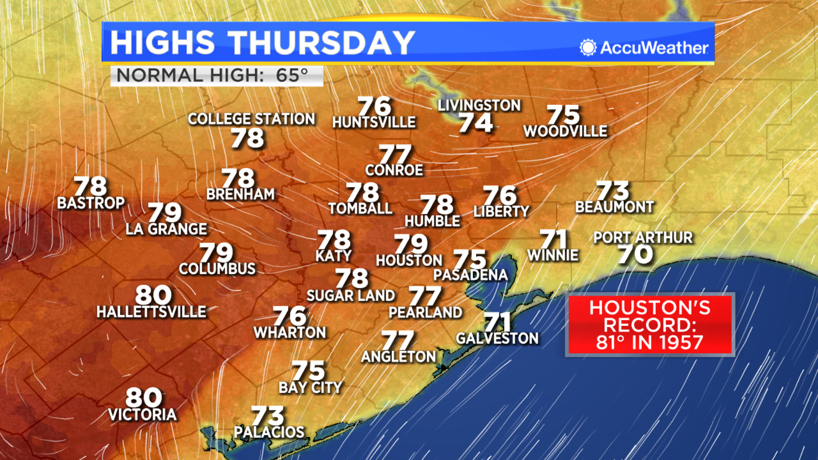 HOUSTON WEATHER Cold front arrives Thursday evening, chilly rain