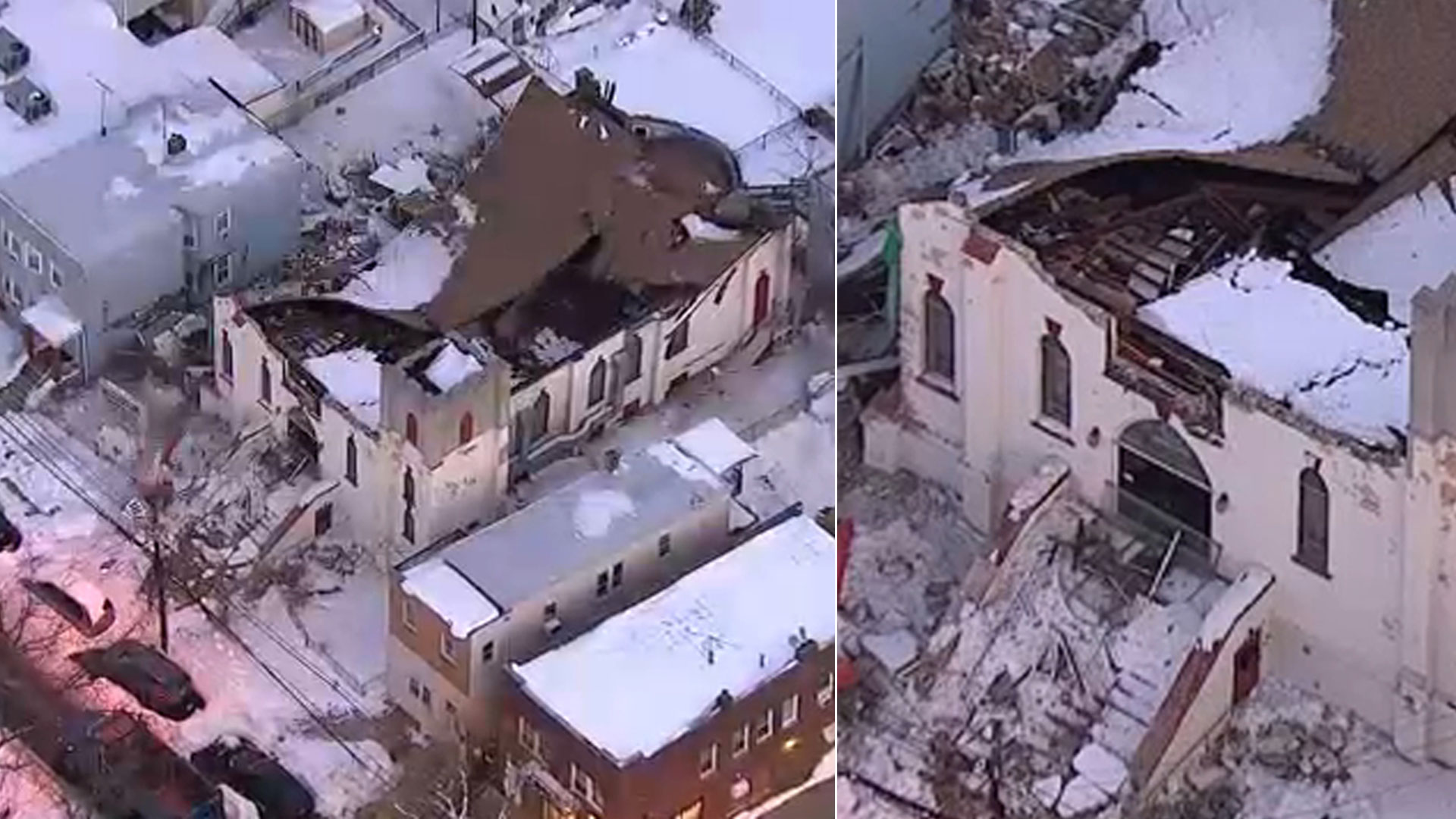 Roof collapses under snow at historic NJ church