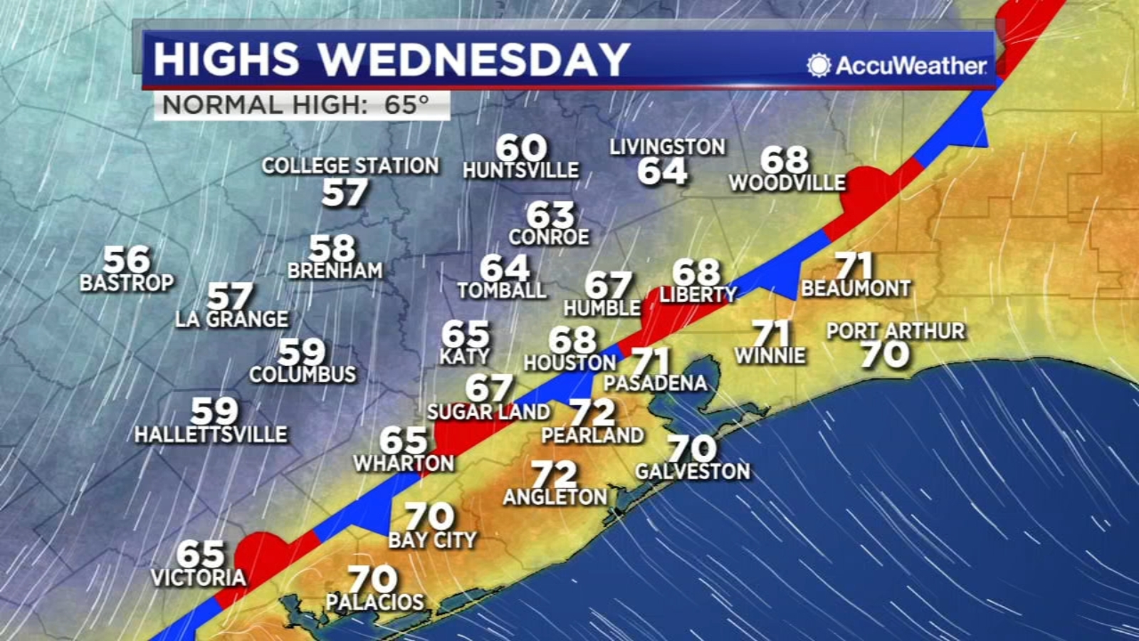 HOUSTON WEATHER Cold front stalled over Houston, arctic air expected