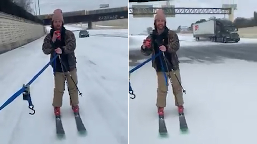 Houston freeway becomes personal ski slope in viral video