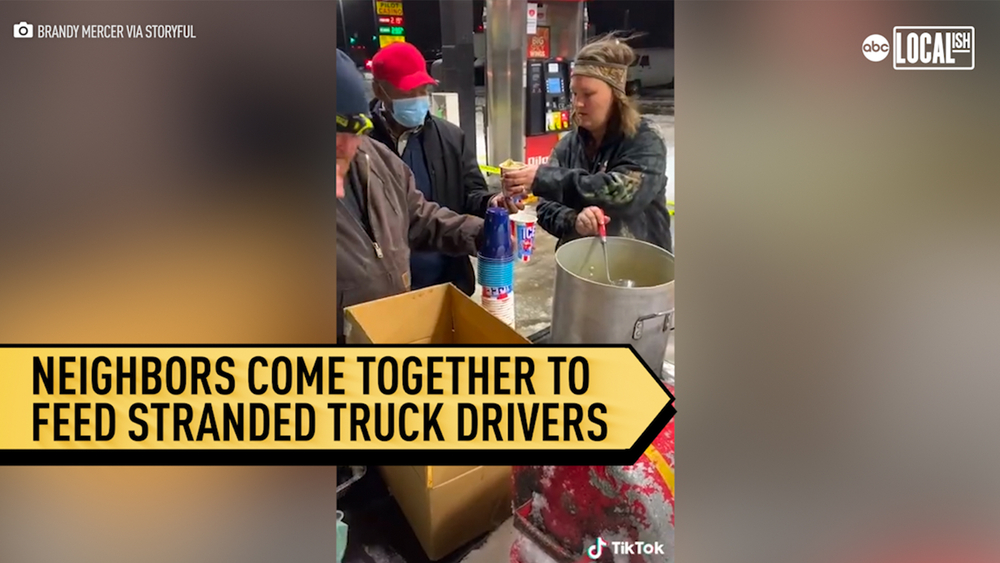Neighbors get stranded truck drivers a hot meal