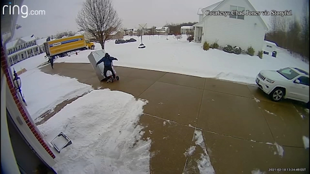 Caught on video: Delivery of family's fridge ends in calamity