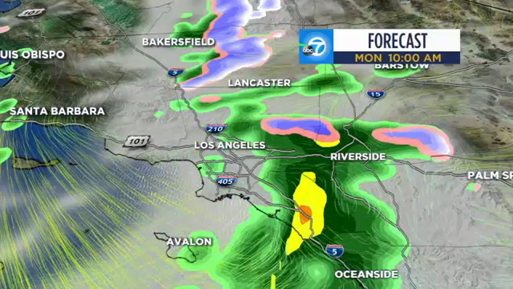 Rain, snow and strong winds expected in SoCal Monday