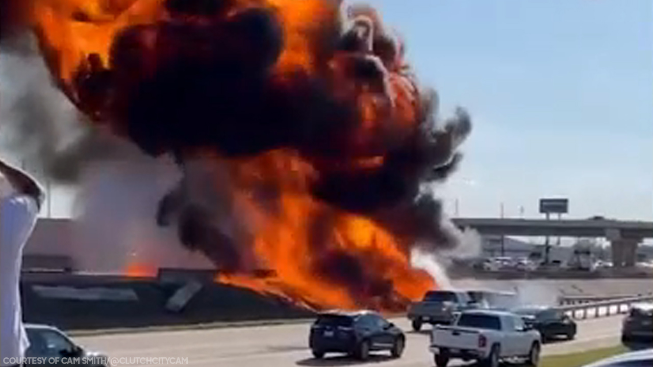 Tanker truck fire shuts down main lanes on I-10 WB in Katy