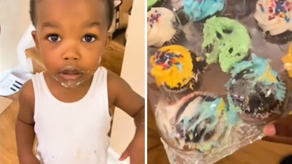 Toddler denies eating cupcakes despite sweet evidence