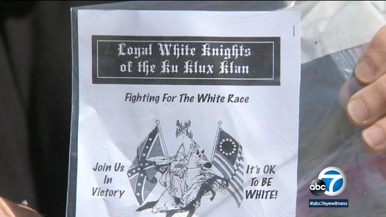 KKK flyers show up outside dozens of Newport Beach homes - ABC7
