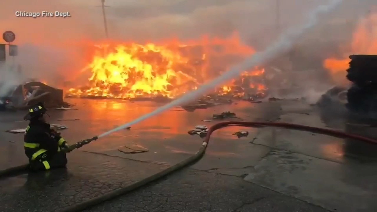 Over 100 firefighters battle Brighton Park recycling plant fire