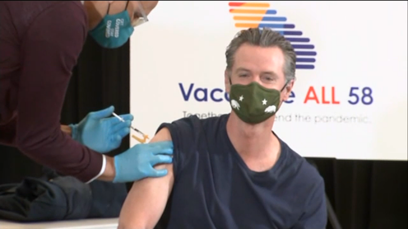 Gov. Newsom receives Johnson & Johnson vaccine in Los Angeles County