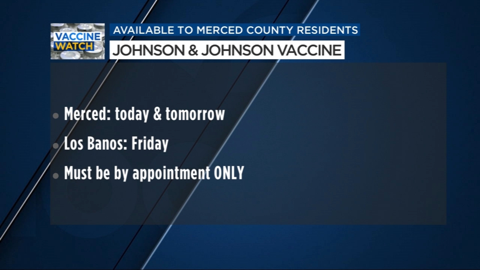 Merced County offering Johnson & Johnson vaccine those 18+ - ABC30 Fresno