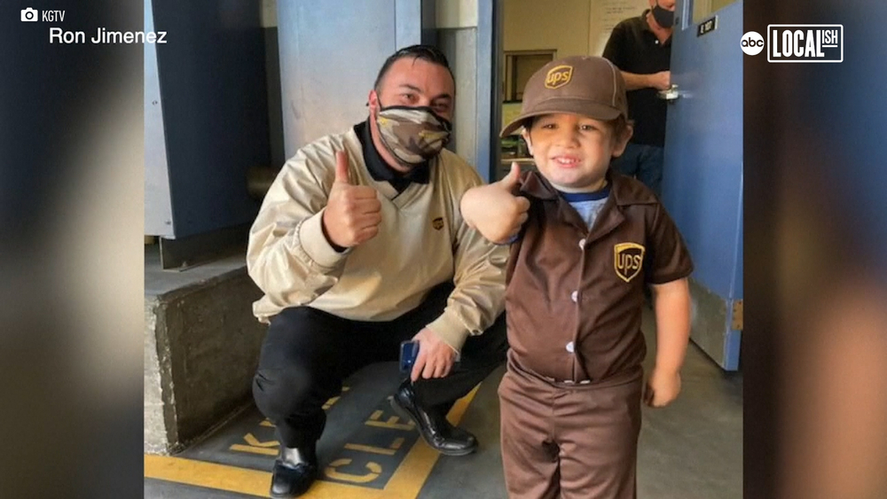 Toddler gifted a UPS Truck