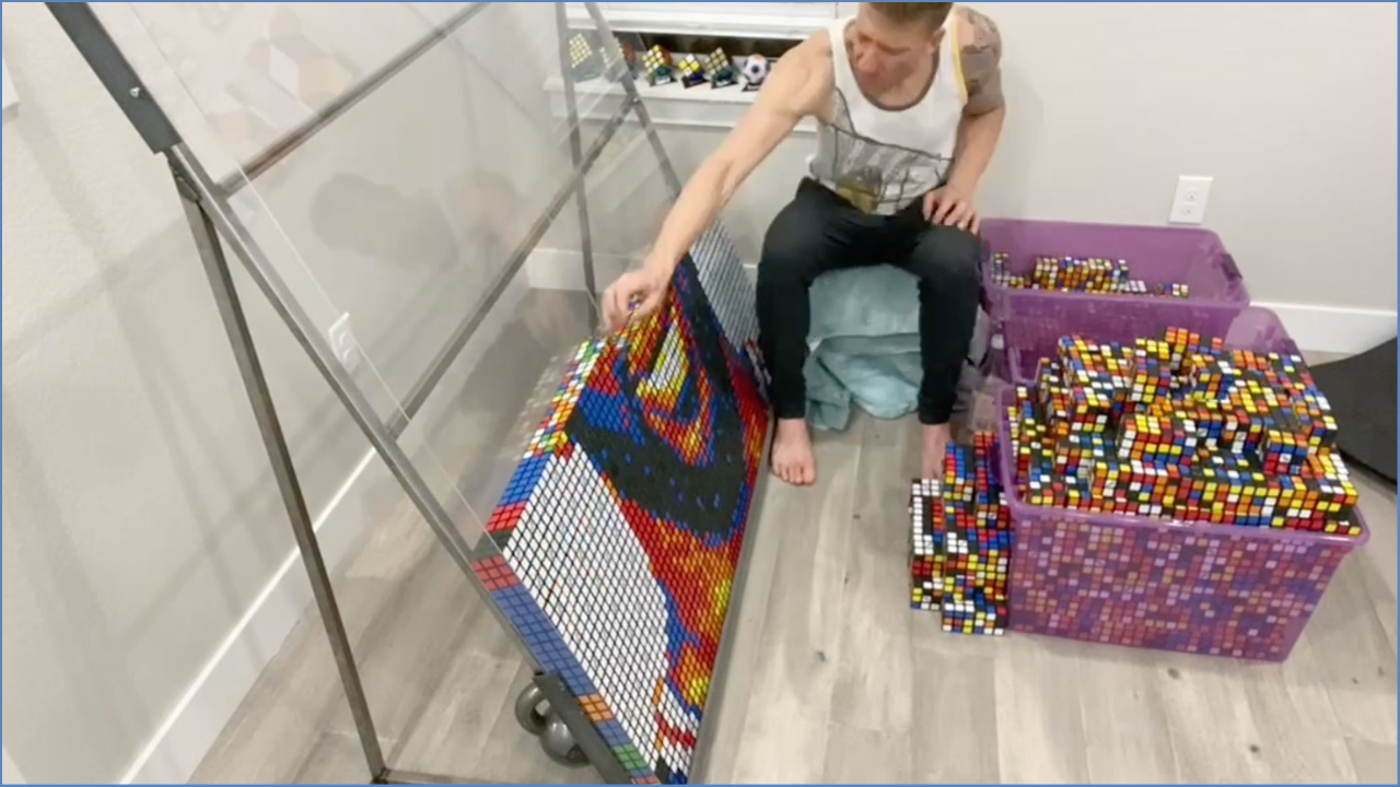 It took man 768 Rubik's cubes to design Joel Embiid portrait