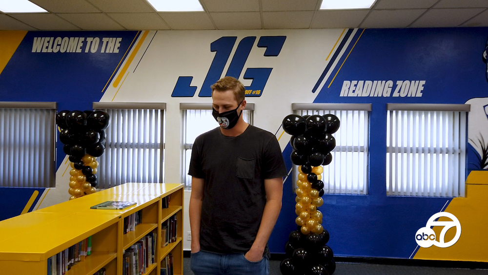 Jared Goff unveils new Inglewood library