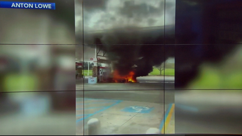 Video captures sports car go up in flames at Wawa