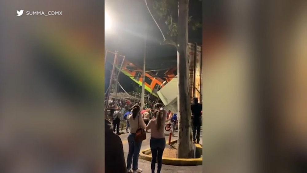 13 dead after Mexico City metro overpass collapses onto road