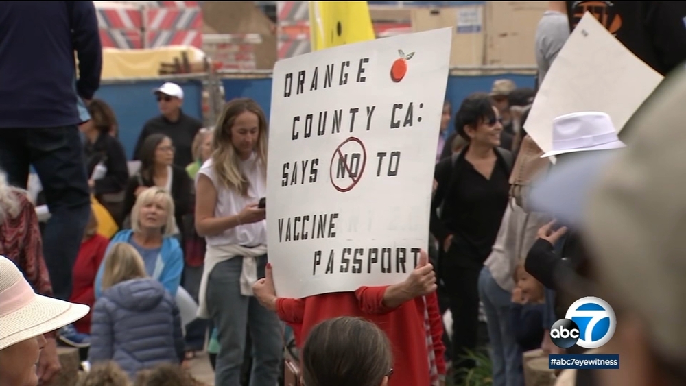 Hundreds protest against OC's vaccine passport plan