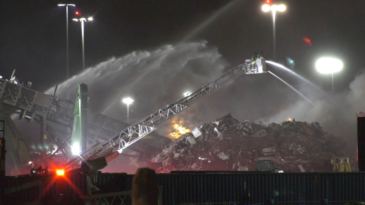 Fire burns through scrap metal yard in Jersey City