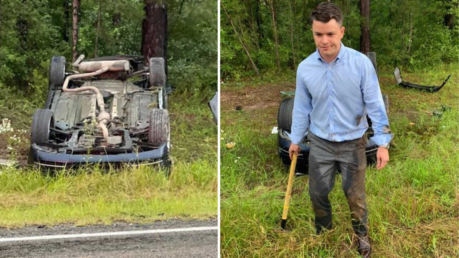 Trinity County attorney saves baby trapped in flipped car - all during a rain storm 1 Trinity County attorney saves baby trapped in flipped car - all during a rain storm