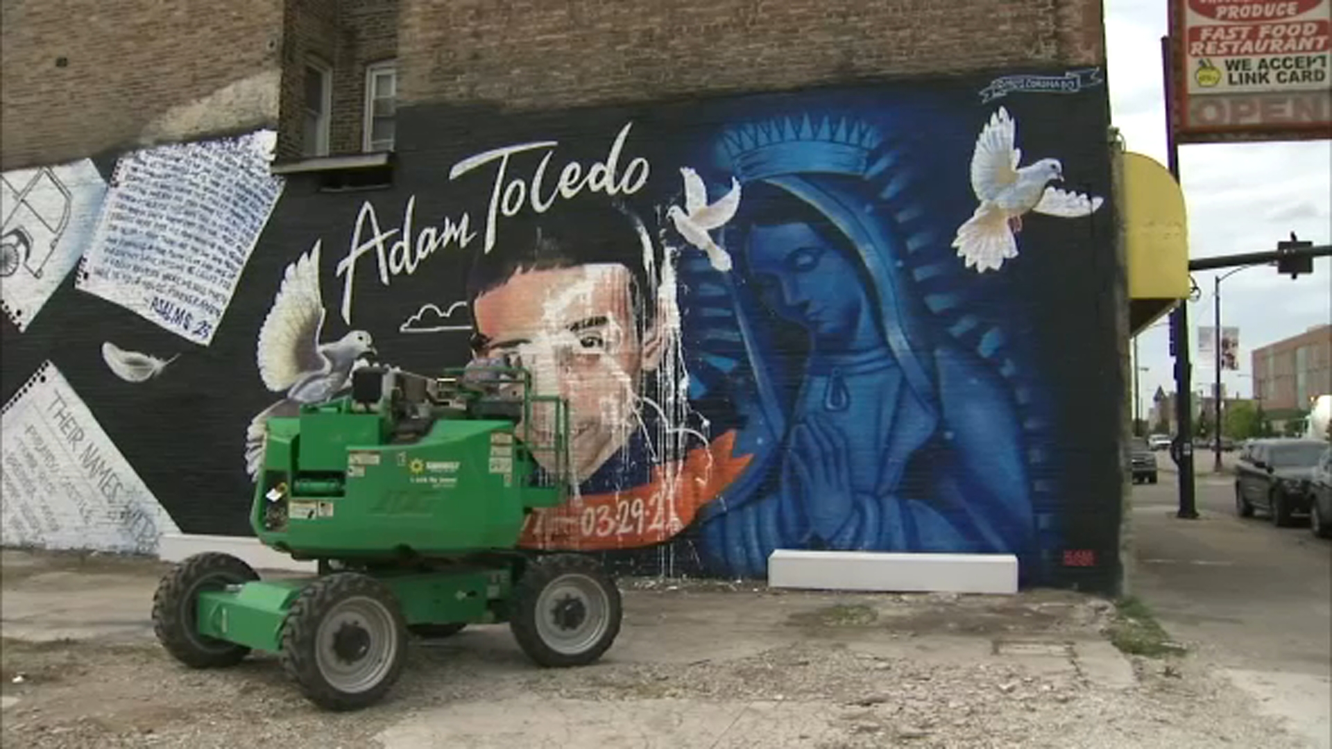 Artists work to fix defaced Adam Toledo mural in Little Village
