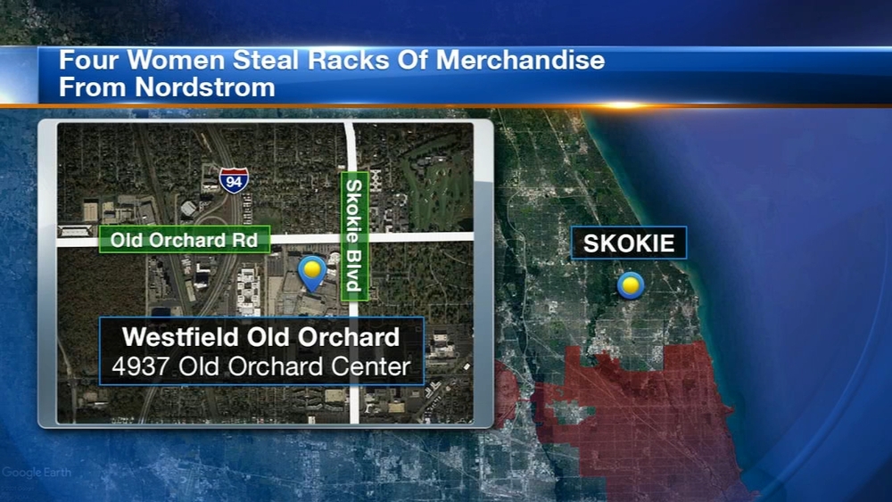 Racks of clothes worth over $10K stolen from Skokie mall: police