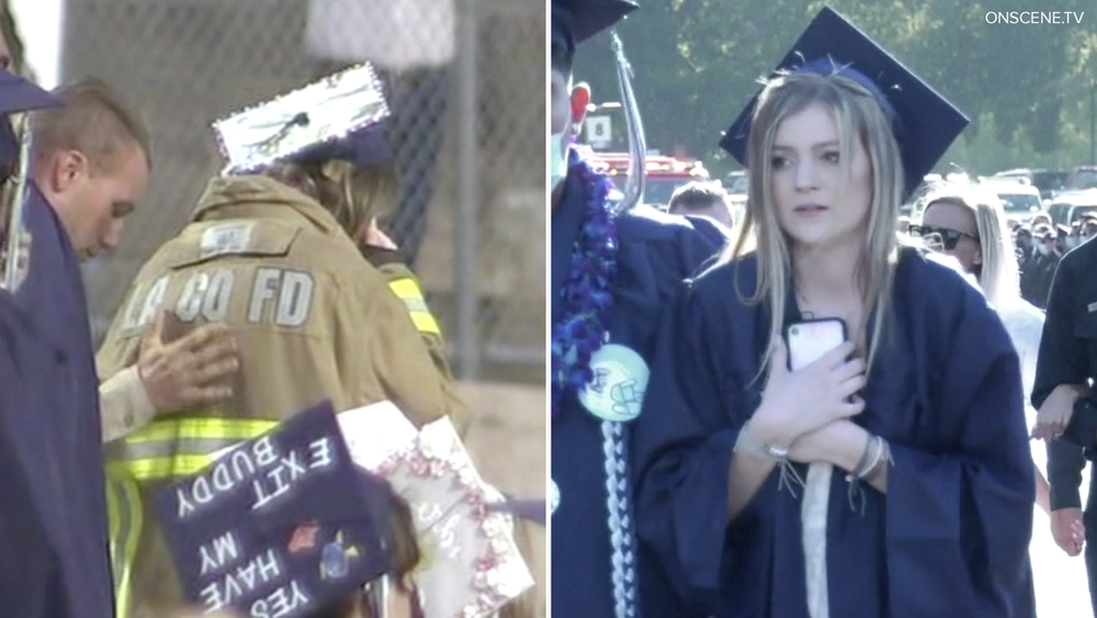 Daughter of slain firefighter wears father's jacket to graduation