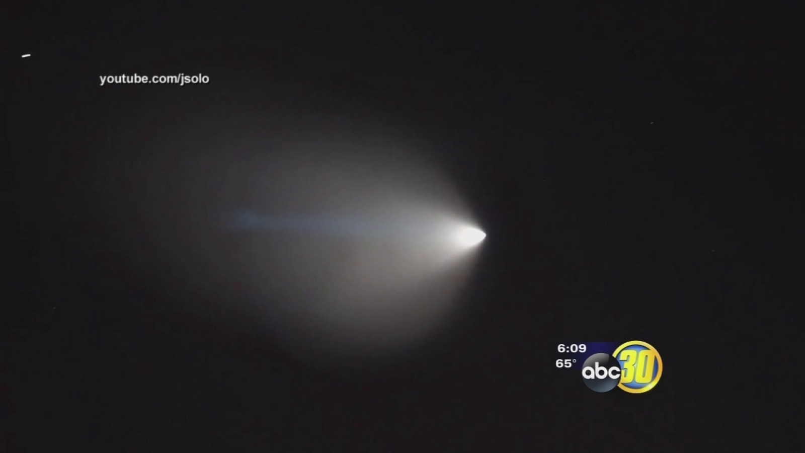 Light in the sky California during Navy submarine missile test UFO ABC30 Fresno