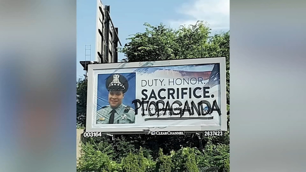 Billboard honoring slain CPD officer defaced on NW Side