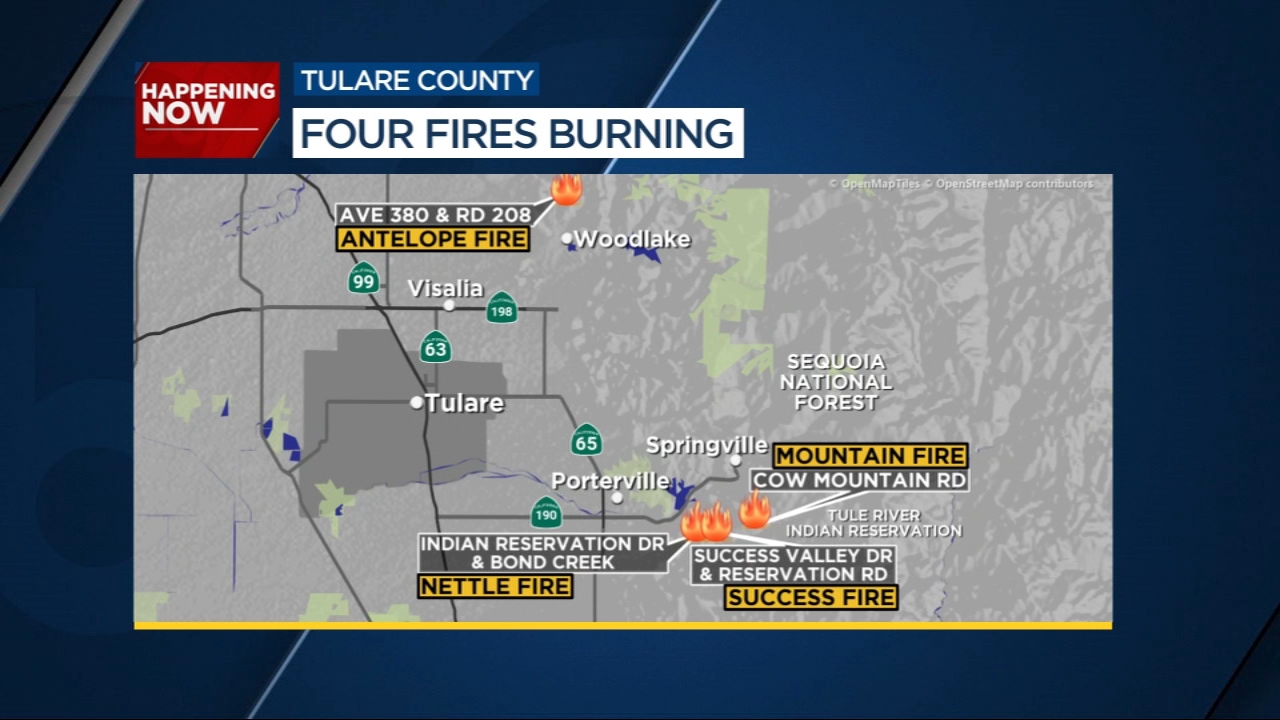 Firefighters battling multiple wildland fires in Tulare Co.
