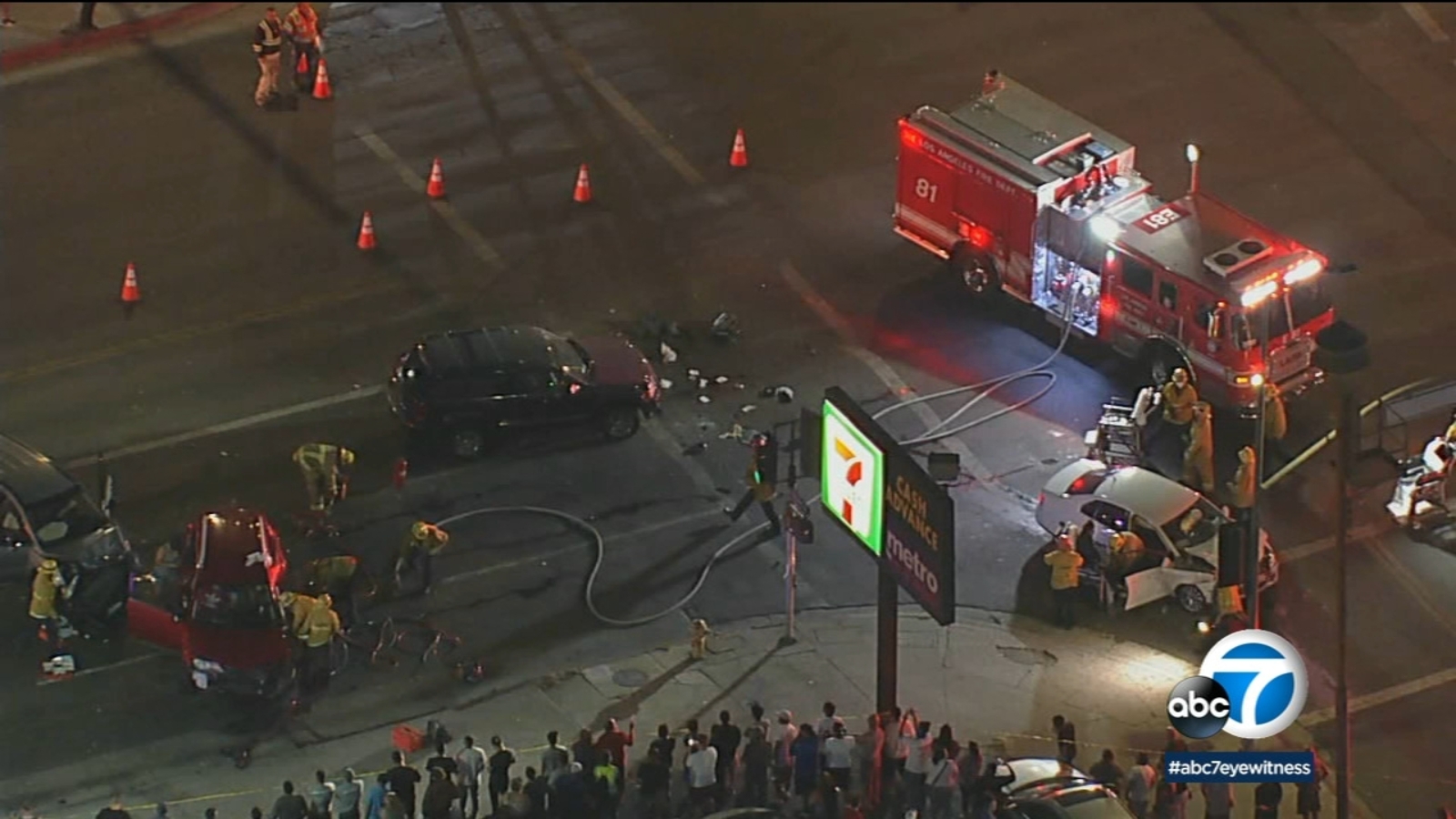 Surveillance video 8 injured, including pedestrian, in Van Nuys multi