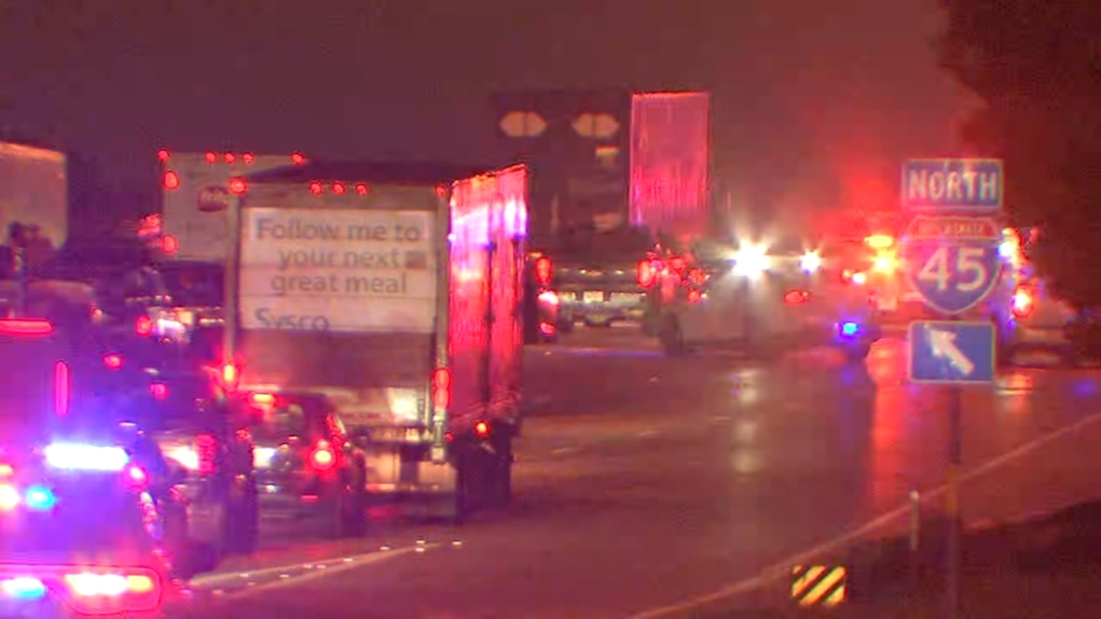 Houston traffic Crash blocks I45 North Freeway northbound near Rankin