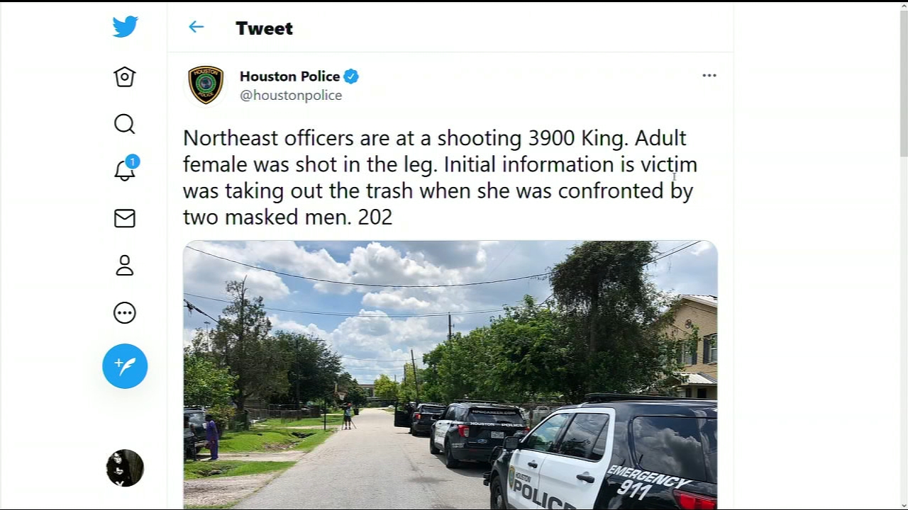 Woman shot while taking out her trash in NE Houston, police say