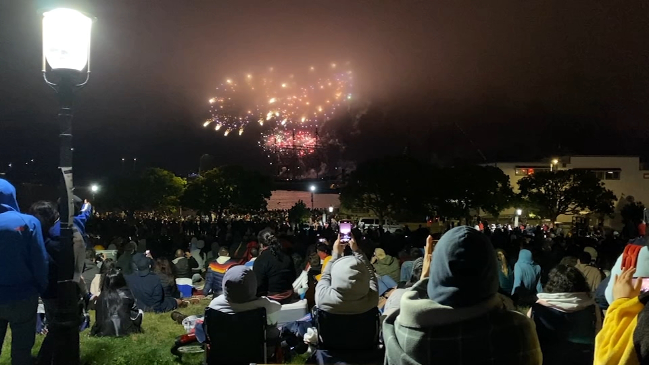 Fourth of July fireworks light up foggy San Francisco sky