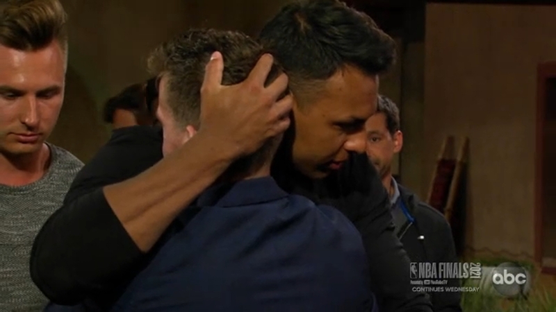 photo The Bachelorette Greg And Connor the guys share an emotional goodbye with one of the men on the bachelorette