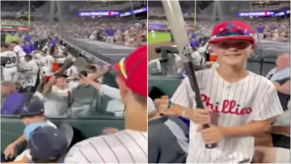 Boy shocked after getting signed bat from Realmuto at All-Star Game