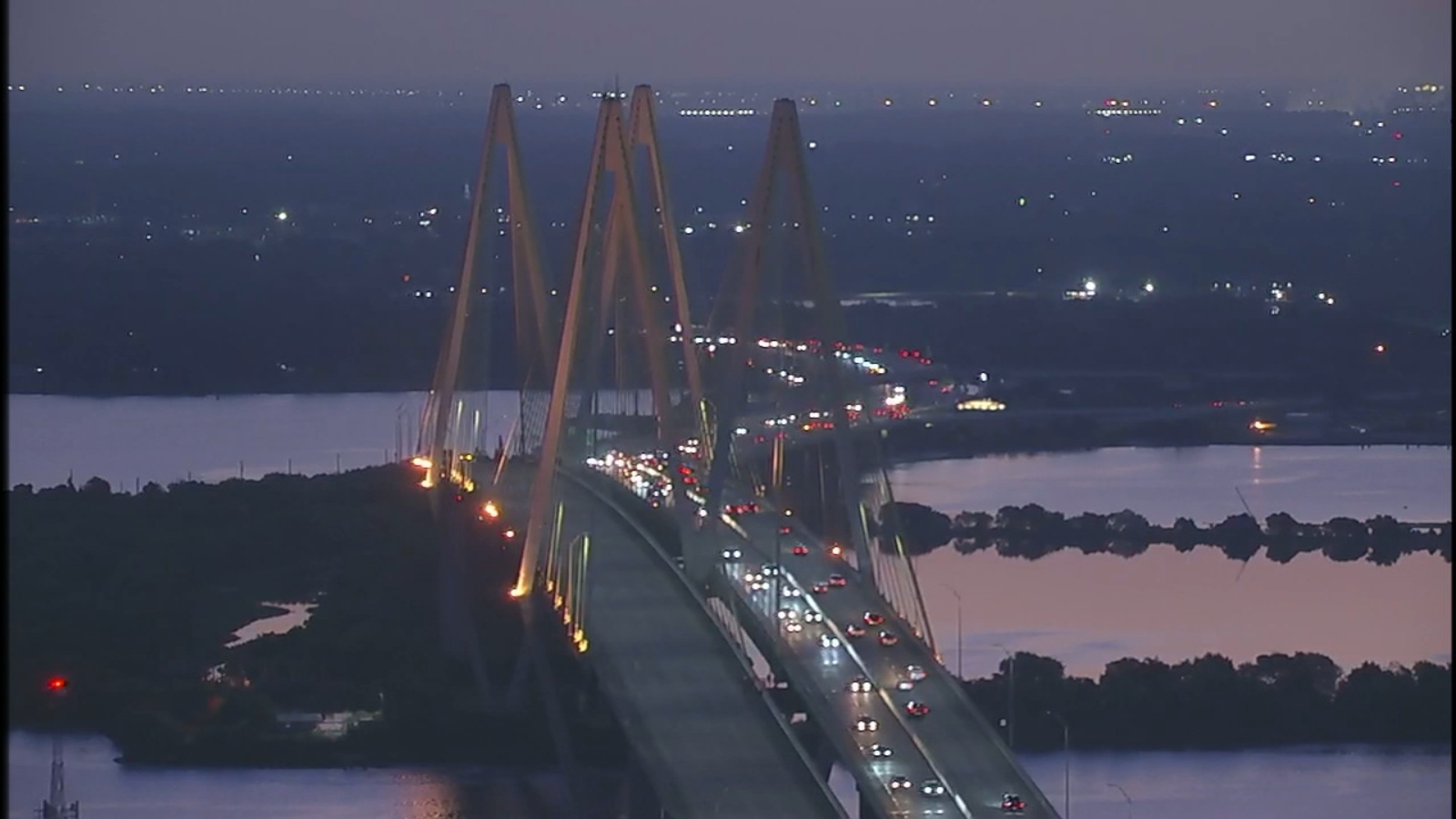 All traffic moved to northbound lanes of Fred Hartman Bridge ABC13