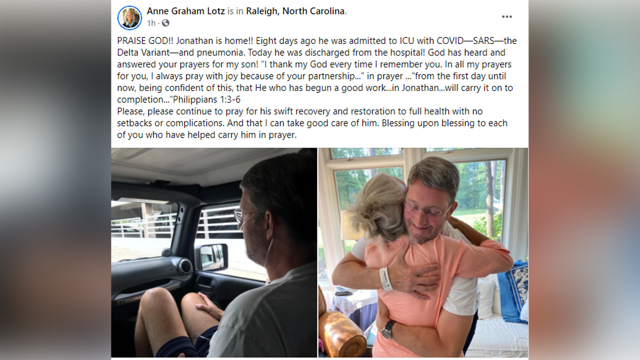 Billy Graham's grandson out of hospital after battle with COVID-19