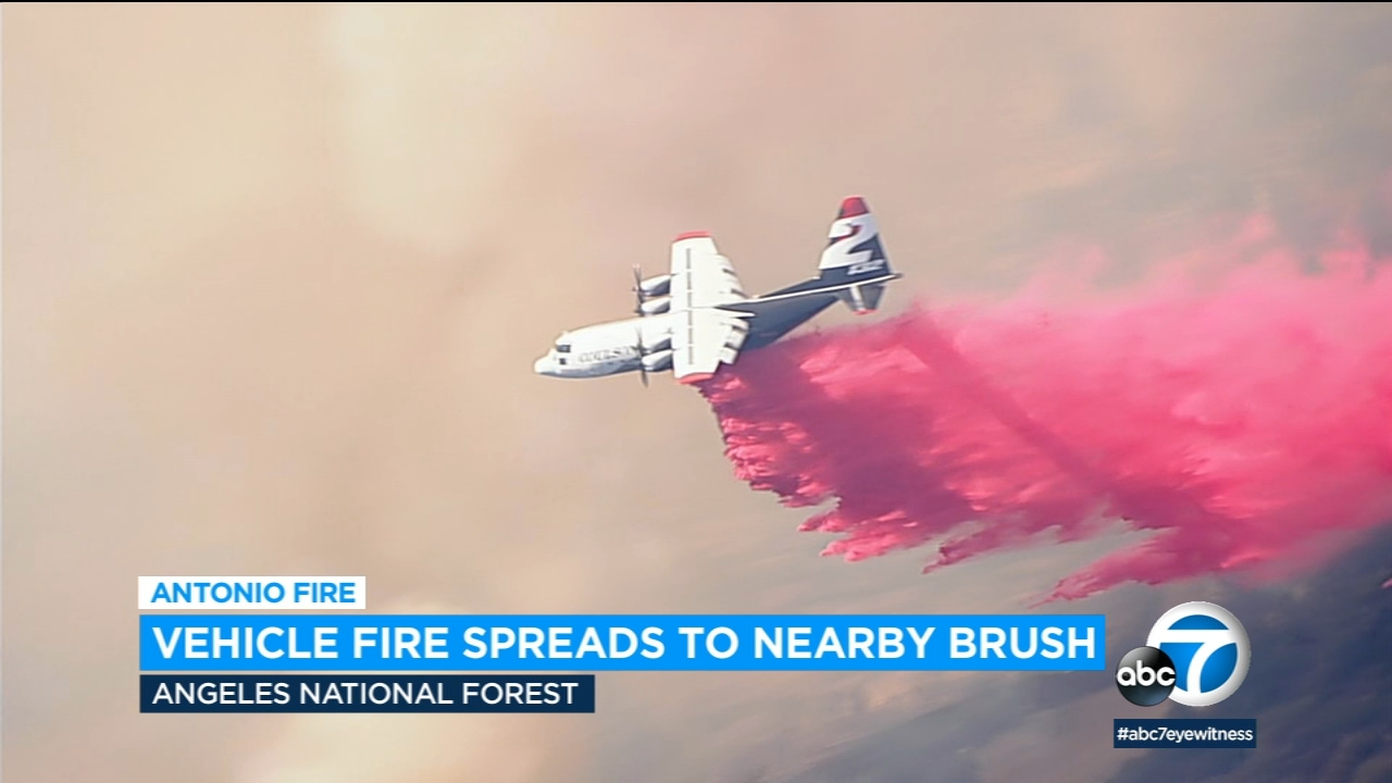 Firefighters battle brush fire in Angeles National Forest