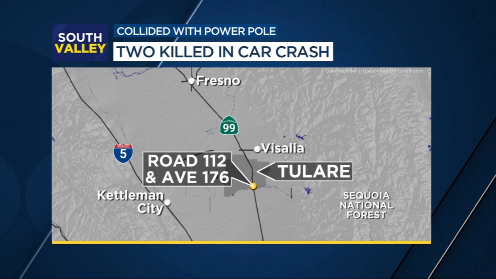 2 men killed after car hits power pole in Tulare County - ABC30 Fresno