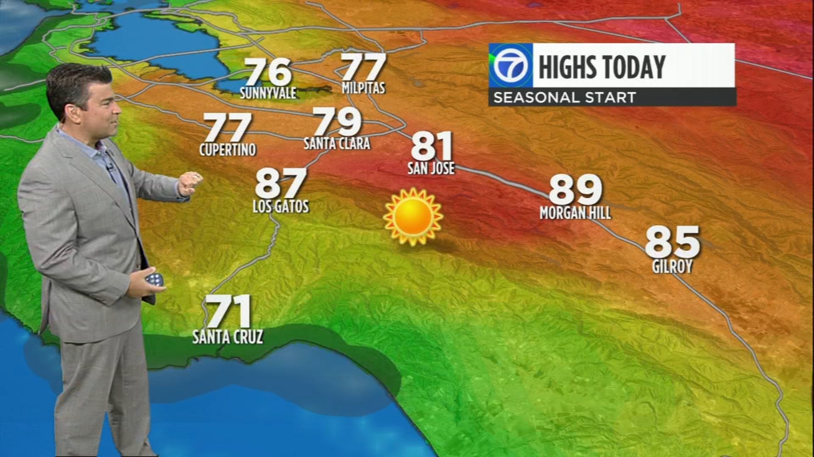 AccuWeather Forecast Seasonal summer today, building heat through Friday ABC7 San Francisco