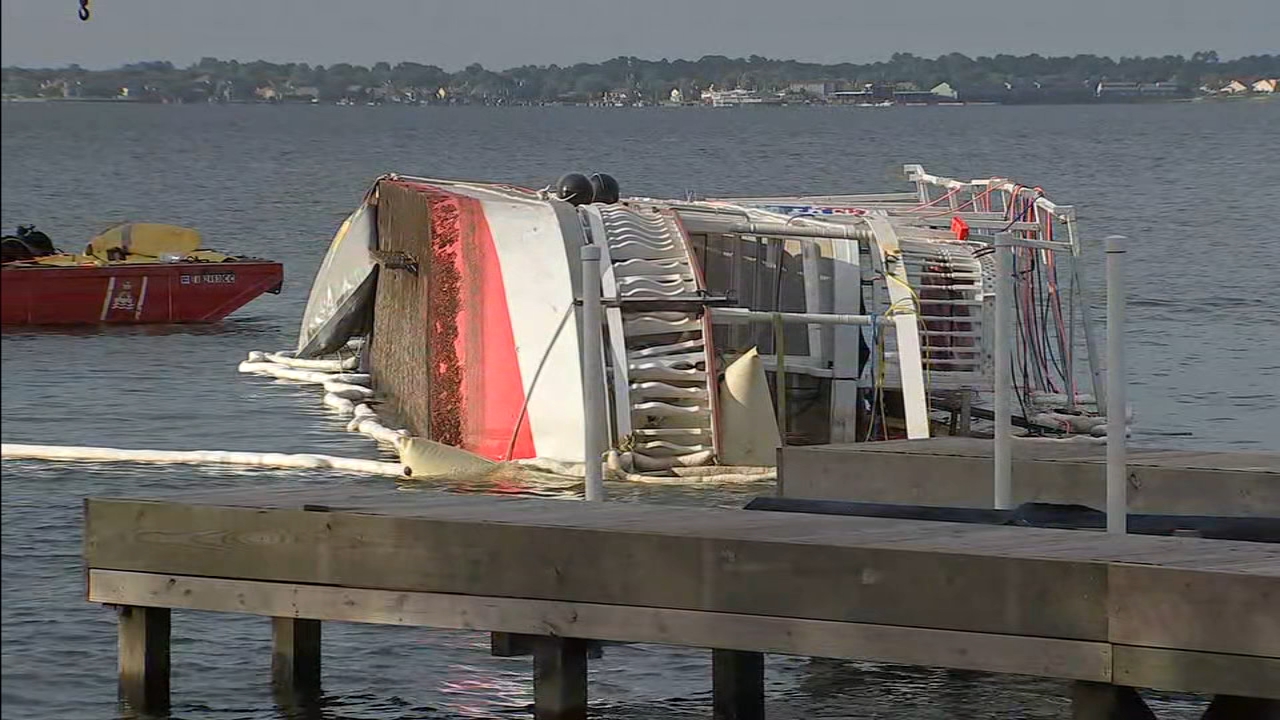 Boat still on its side in Lake Conroe as capsize investigation ongoing