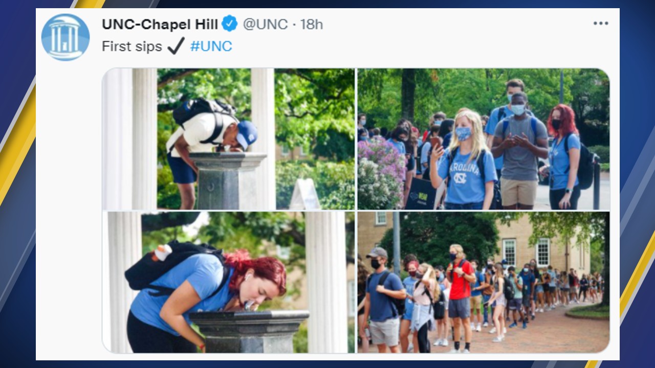 UNC gets online backlash as students drink from Old Well
