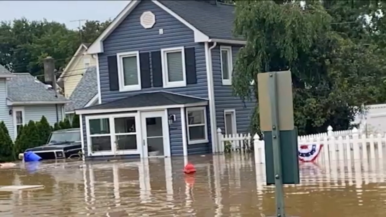 Governor Phil Murphy tours damage caused by Tropical Storm Henri in Helmetta, New Jersey ABC7