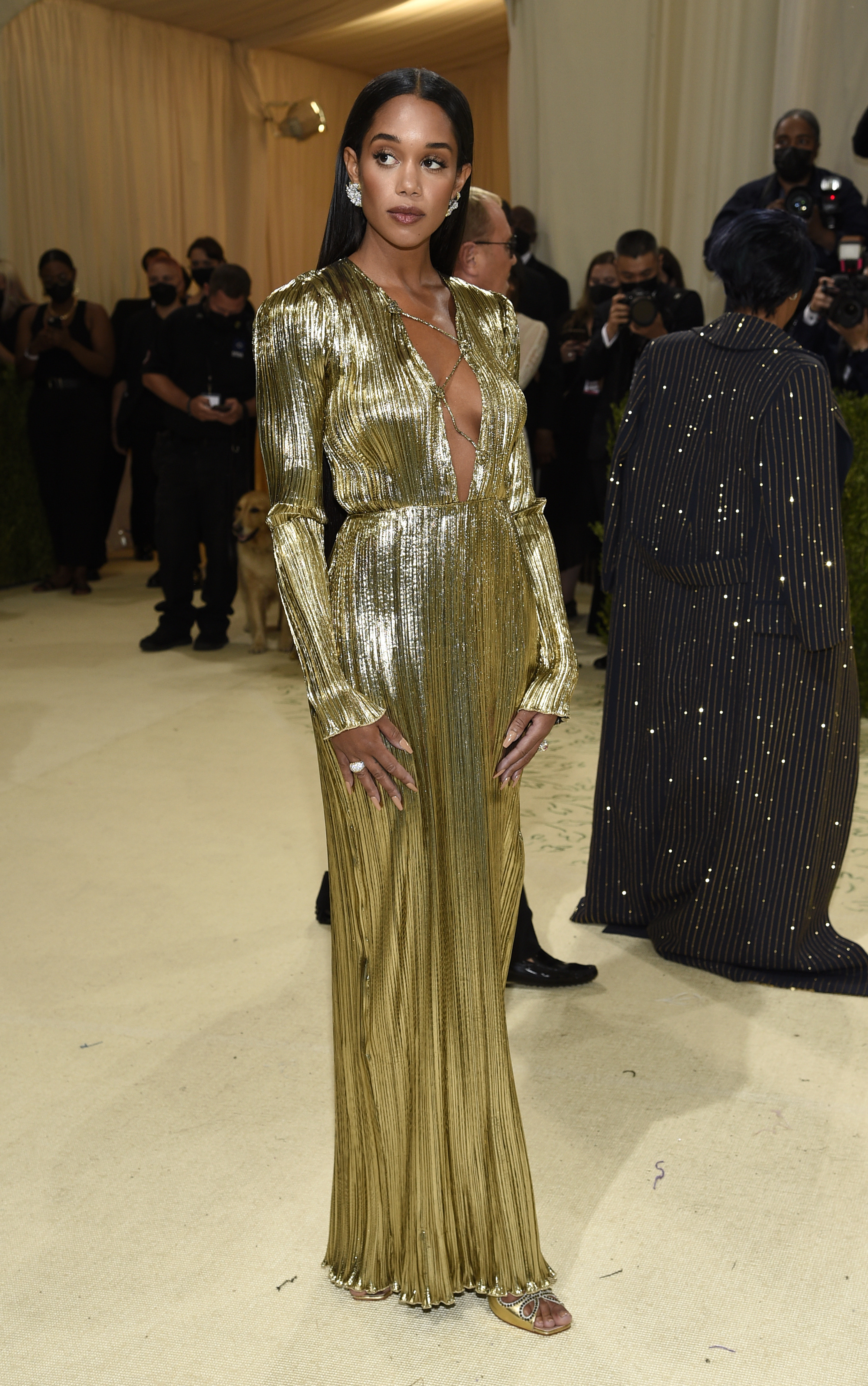 Laura Harrier attends The Metropolitan Museum of Art's Costume Institute benefit gala. (Photo by Evan Agostini/Invision/AP)