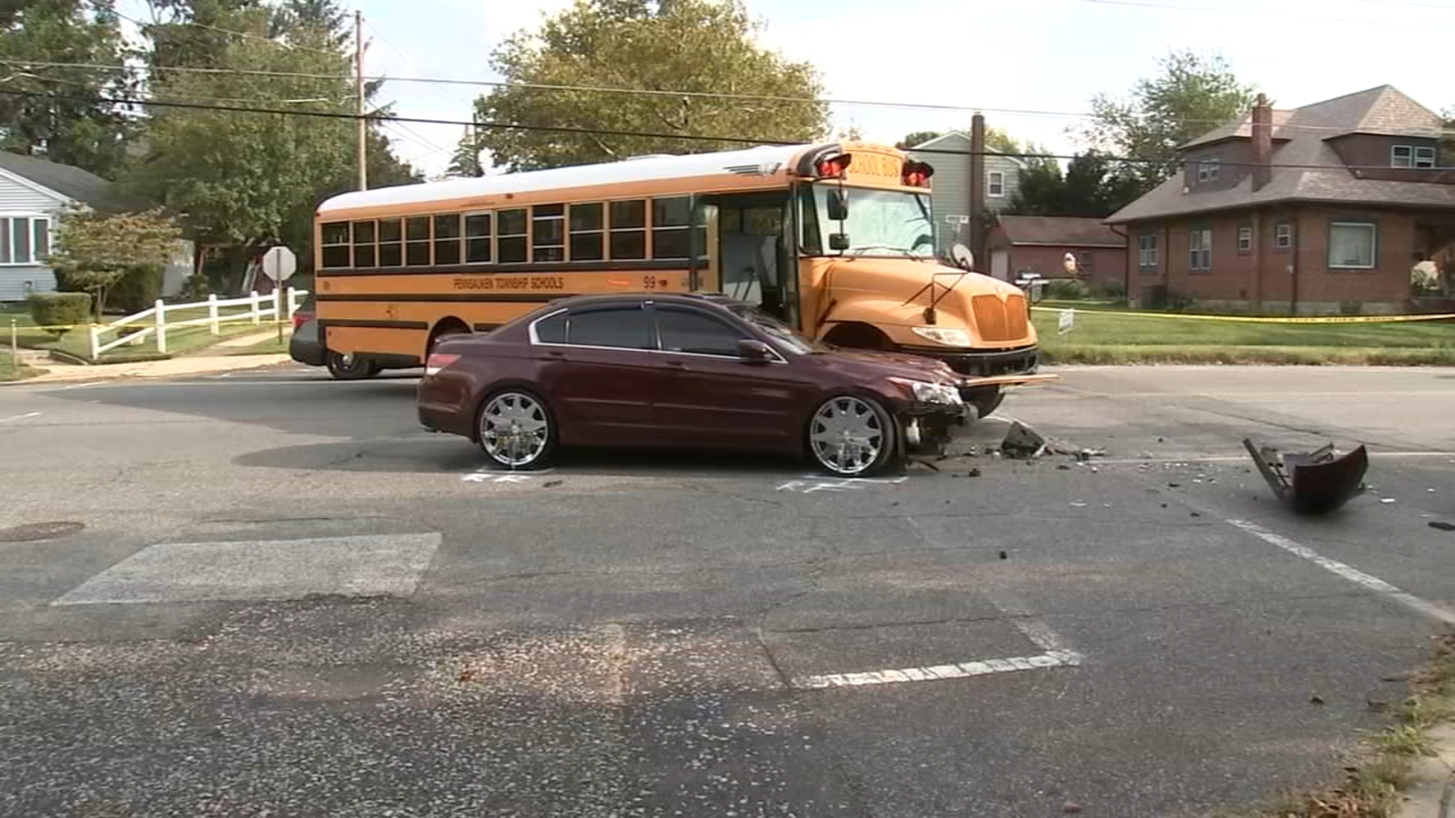 NJ accident School bus collides with vehicle in Pennsauken, New Jersey