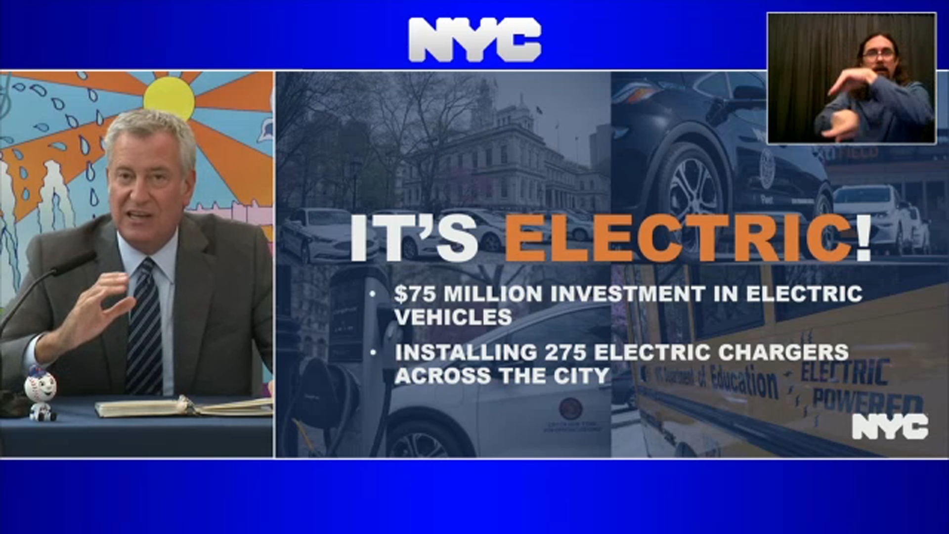 Raw video: de Blasio announces electric vehicles push