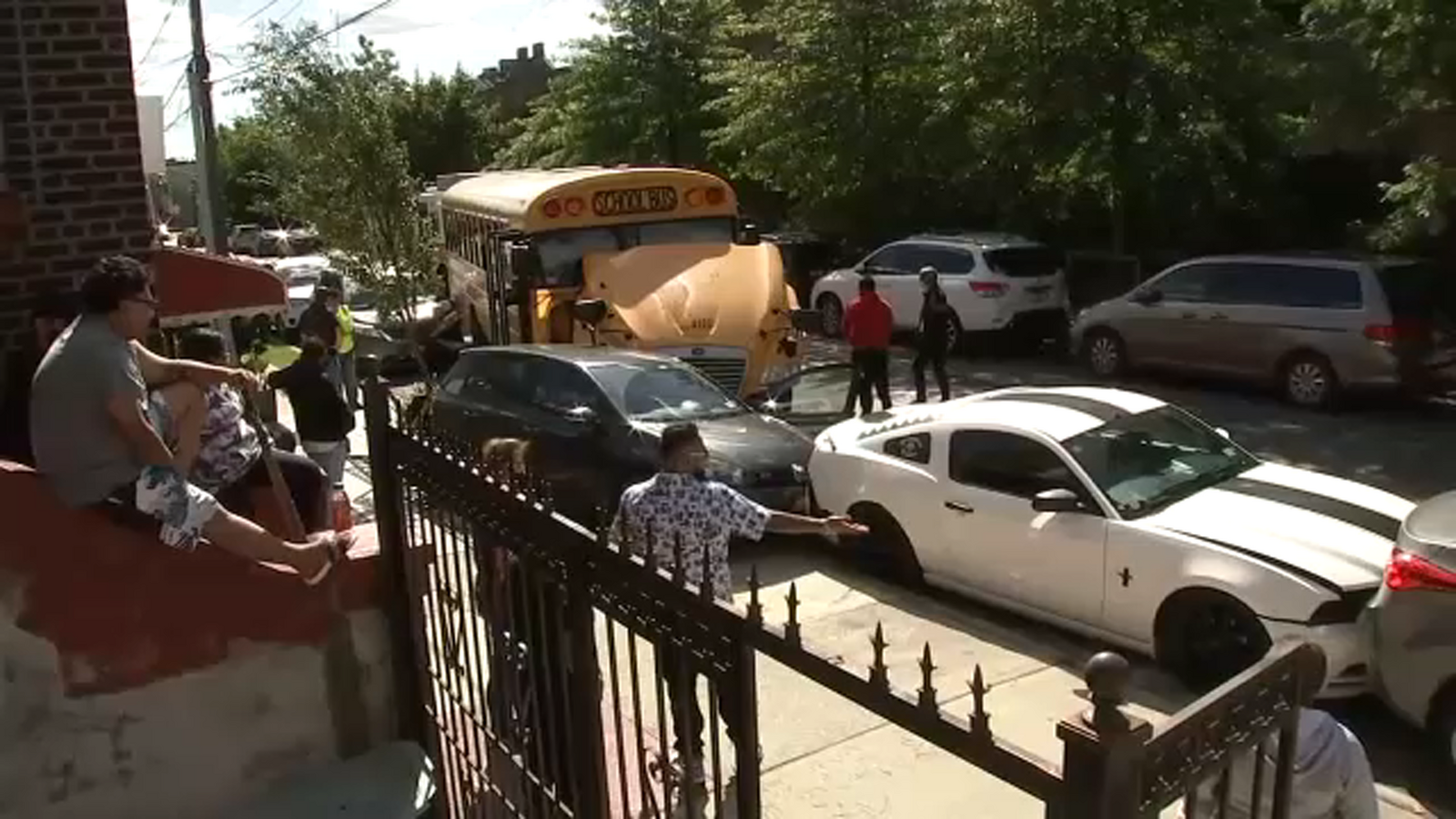 Witnesses say 2 teens crash school bus into parked cars in Brooklyn ...