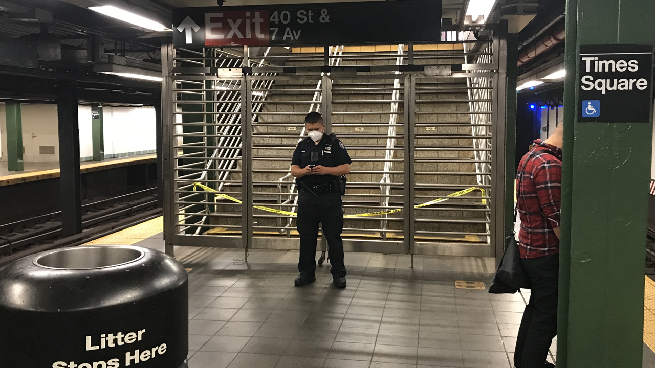 Man apparently shot self in leg at Times Square subway station